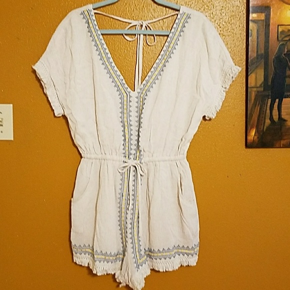 Karle Pants - Karle Embroidered Gauze Fringe Romper